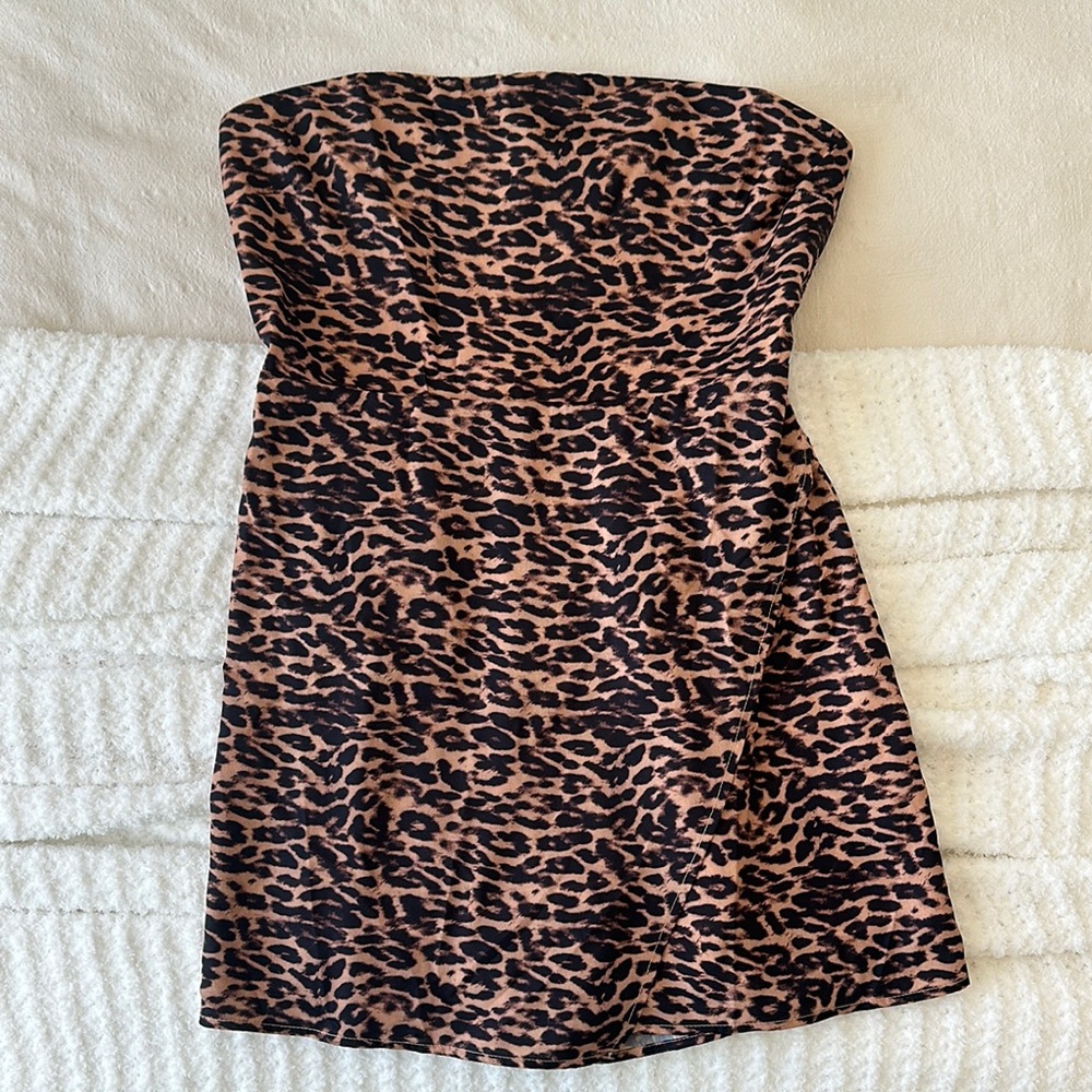 Pink Lilly Strapless Cheetah Skort Romper